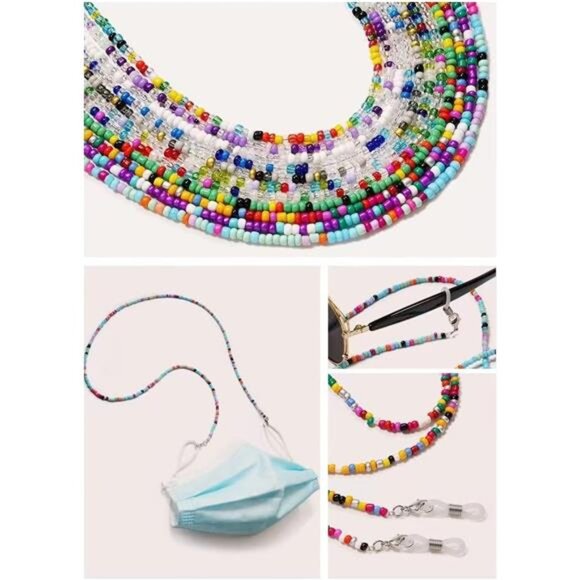 8 Pcs Beaded Eyeglass Chains for Women & Girls, Multifunction Colorful Mask - Picture 4 of 7
